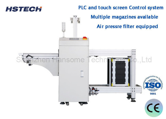 PLC And Touch Screen Control System Durable Designed Structure Automated PCB Unloader Multiple Magazines Available