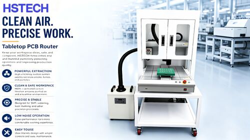บล็อกบริษัทล่าสุดเกี่ยวกับ เราเตอร์ PCB บนโต๊ะใหม่พร้อมระบบดูดควันในตัว – ความแม่นยำ ความปลอดภัย และประสิทธิภาพสำหรับเวิร์กโฟลว์ SMT