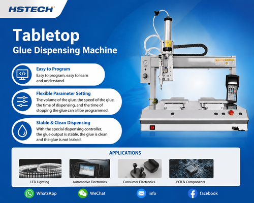 บล็อกบริษัทล่าสุดเกี่ยวกับ New HS-D4221 Tabletop Potting Machine Released for PCB, Automotive & Consumer Electronics Precision Gluing