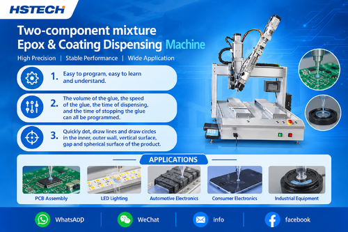 บล็อกบริษัทล่าสุดเกี่ยวกับ HS‑D5331 Table‑Top Dual‑Platform Dispenser — Reliable Automated 2‑Part Epoxy Dispensing for Electronics
