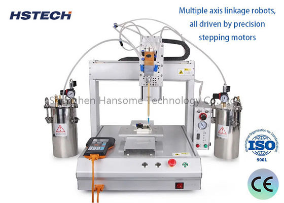 ราคาดี เครื่องกระจายกาวกลมสี่สถานีความแม่นยําสูงสําหรับการประกอบ PCB ออนไลน์