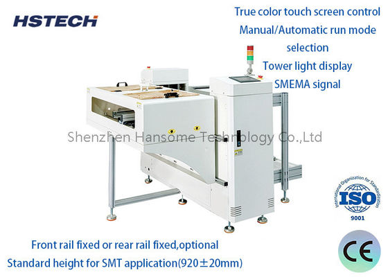 เครื่องขนถ่าย PCB แสดงผล 3 สี พร้อม PCL และการควบคุมหน้าจอสัมผัส และแต่ละเครื่องสามารถบรรจุแม็กกาซีนได้ 2 ชุด สำหรับสายการผลิต SMT